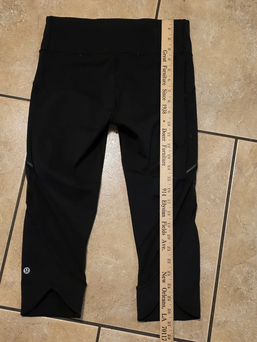 lululemon athletica Black Cropped Leggings with Side Mesh Panels